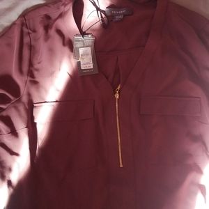 3/4 sleeve brown blouse